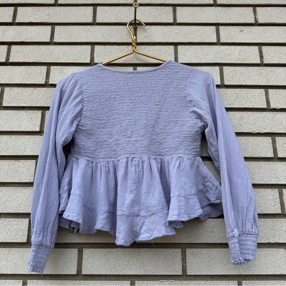 Free People Waiting on Summer Smocked Crop Top Lilac Lavender Purple Festival - Picture 13 of 13